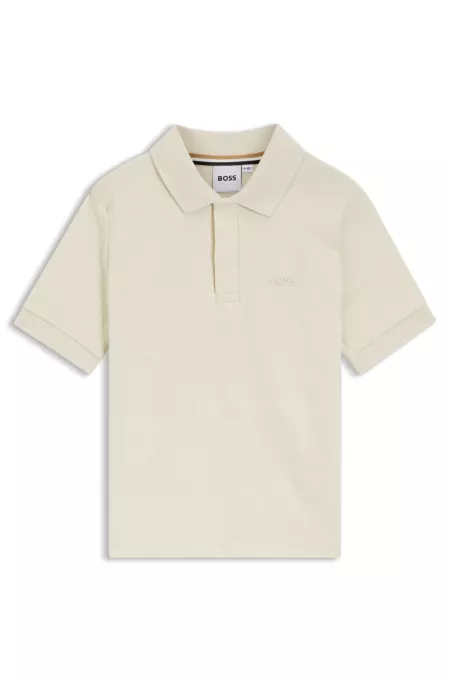 Kids' jacquard-pattern polo shirt in stretch cotton
