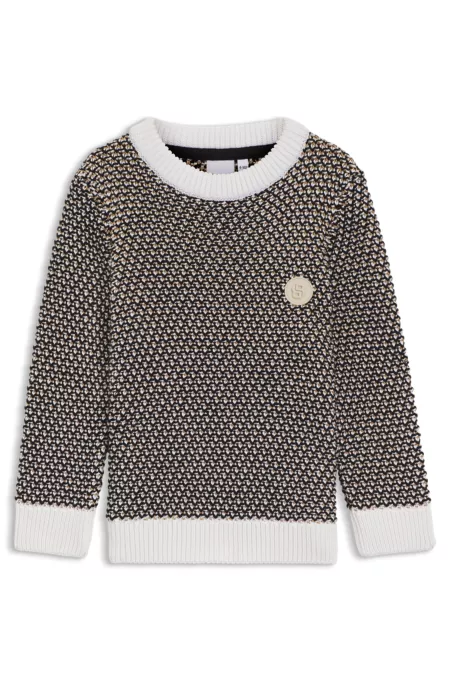 Kids' sweater with three-tone cotton knit