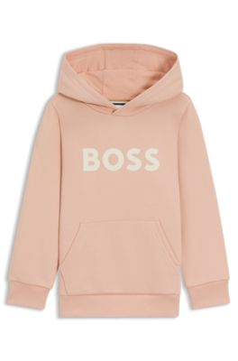 Sudadera con capucha para ni&ntilde;os en forro polar de algod&oacute;n con logo estampado, Rosa claro