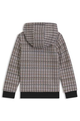 Sudadera con capucha para ni&ntilde;os de forro polar de algod&oacute;n con motivo estampado, Negro