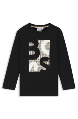 Kids' logo-artwork T-shirt in cotton jersey, Black