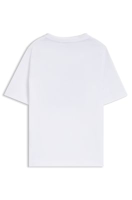 Camiseta de algod&oacute;n para ni&ntilde;os con logo e ilustraci&oacute;n de monograma, Blanco