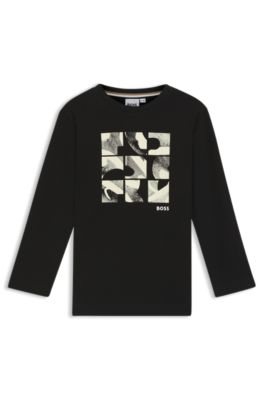 Kids' printed-artwork T-shirt in cotton jersey, Black