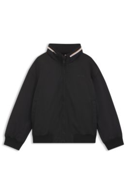 Kids' jacket with packable hood, Black