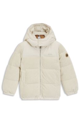 Kids' padded jacket with corduroy details, Light Beige