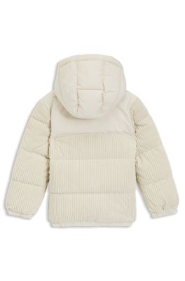 Kids' padded jacket with corduroy details, Light Beige