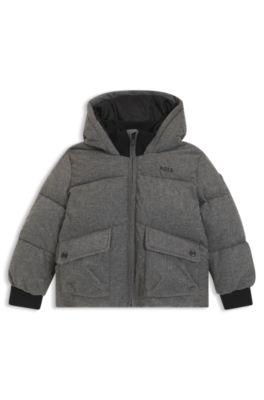 Chaqueta acolchada para ni&ntilde;os con efecto franela y logo estampado, Gris oscuro