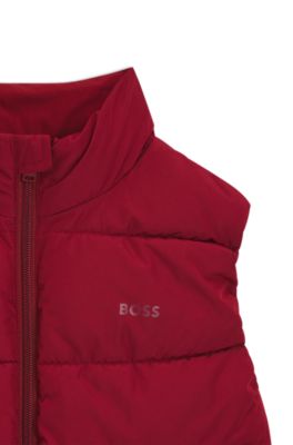 Kids' logo-print gilet with water-repellent finish, Red