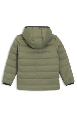 Kids' reversible jacket with down filling, Dark Green