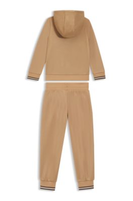 Kids' logo-detail tracksuit in a cotton blend, Brown