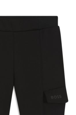 Kids' trousers in stretch piqu&eacute;, Black