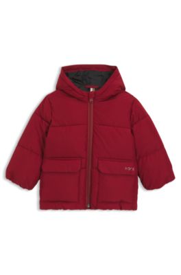 Kids' logo-print jacket with padding, Red