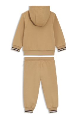 Kids' logo-detail tracksuit in a cotton blend, Brown