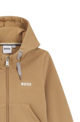 Kids' logo-detail tracksuit in a cotton blend, Brown