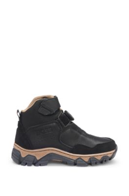 Deportivas de ca&ntilde;a alta para ni&ntilde;os de piel y lona, Negro