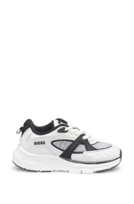 Kids' trainers in mesh and leather, White