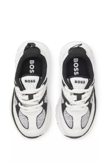 Kids' trainers in mesh and leather