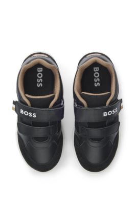 Kids' trainers in mesh and leather, Black