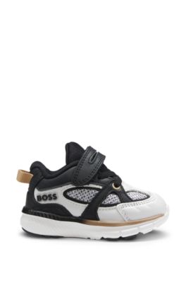 Kids' trainers in mesh and leather, Patterned