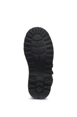 Botas para ni&ntilde;os en piel de napa, ante y malla, Negro