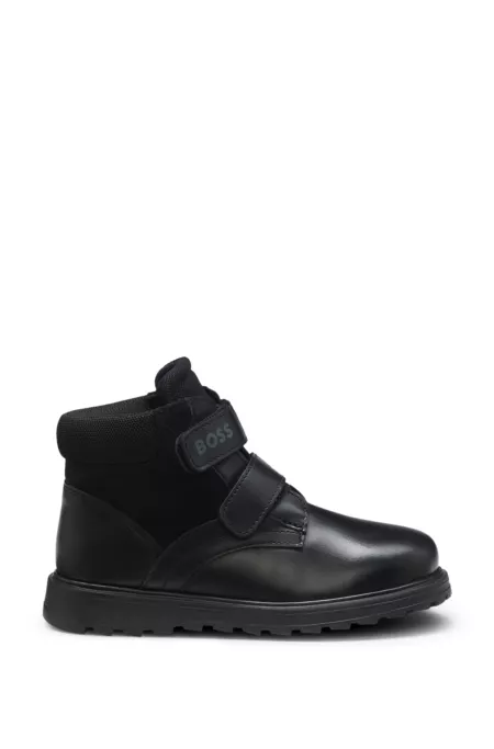 Kids' boots in mesh, suede and leather