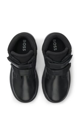 Kids' boots in mesh, suede and leather, Black