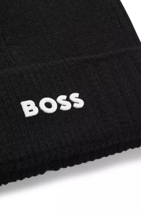 Kids' beanie hat with rubber-print logo