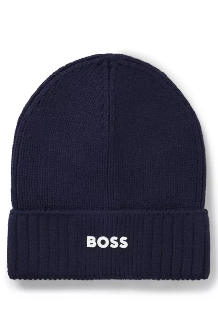 Kids' beanie hat with rubber-print logo