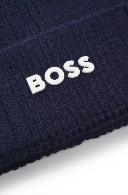 Kids' beanie hat with rubber-print logo