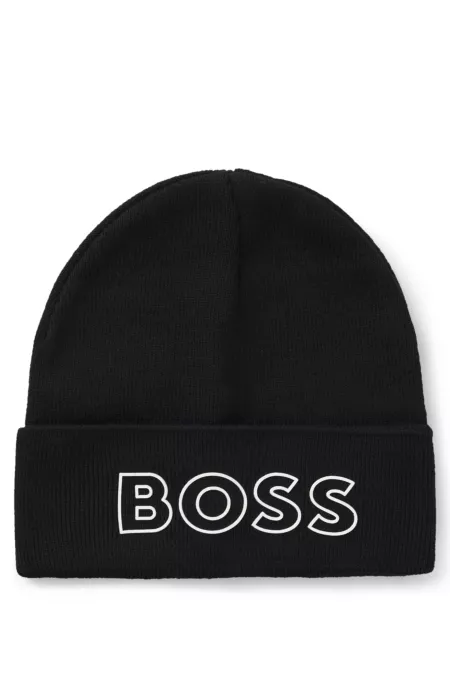 Kids' beanie hat with silicone-print logo