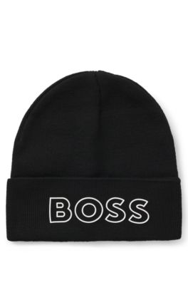 Kids' beanie hat with silicone-print logo, Black
