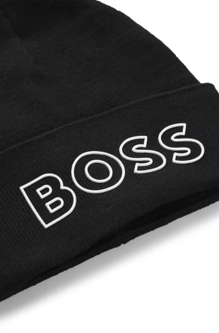 Kids' beanie hat with silicone-print logo