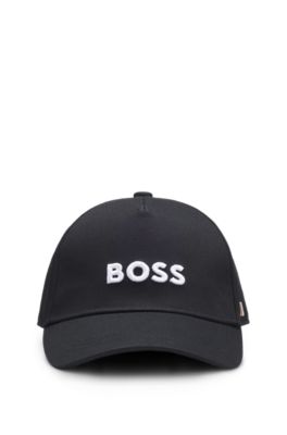 Kids' cotton-twill cap with logo, Black