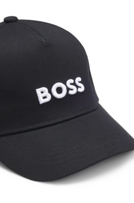 Kids' cotton-twill cap with logo, Black