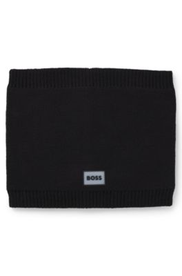 Kids' snood with rubber logo badge, Black