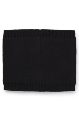 Kids' snood with rubber logo badge, Black