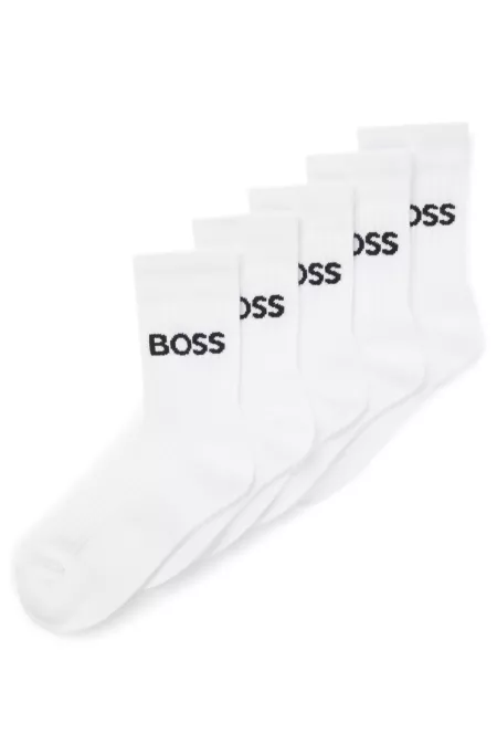 Kids' five-pack of socks with contrast logos