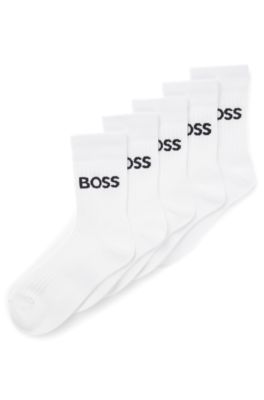 Kids' five-pack of socks with contrast logos, White