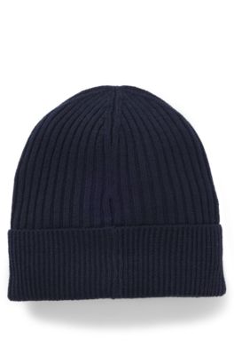 Kids' beanie hat with embroidered logo, Dark Blue