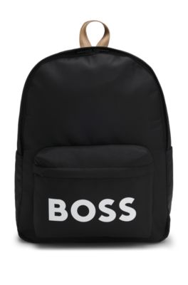 Kids' backpack in printed textured fabric, Black