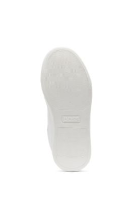 Kids' leather trainers with logo prints, White
