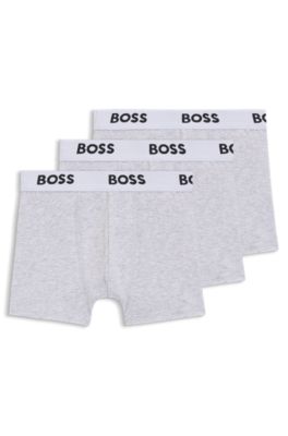 Kids' three-pack of boxer shorts in stretch cotton, Light Grey