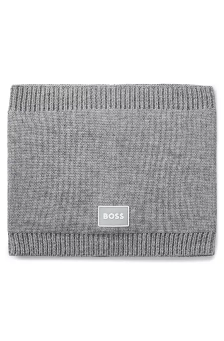 Kids' logo-badge snood with twisted knit