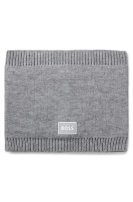 Kids' logo-badge snood with twisted knit, Dark Grey