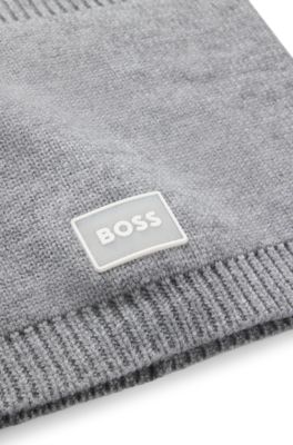 Kids' logo-badge snood with twisted knit, Dark Grey