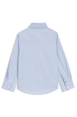 Camisa para ni&ntilde;os de algod&oacute;n Oxford con logo bordado, Celeste