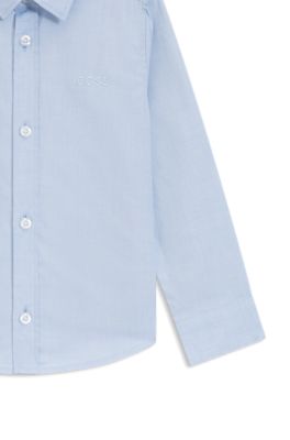 Camisa para ni&ntilde;os de algod&oacute;n Oxford con logo bordado, Celeste