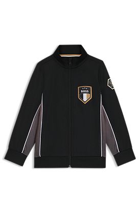 Kids' branded-badge zip-up jacket in a cotton blend