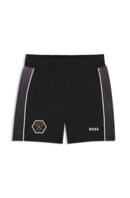 Kids' logo-print shorts in stretch jersey, Black