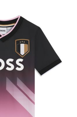 Kids' logo-print T-shirt in stretch jersey, Black